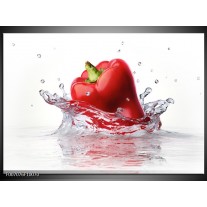 Canvas Schilderij Paprika, Keuken | Wit, Rood