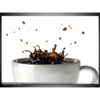 Glas Schilderij Koffie, Keuken | Wit, Bruin