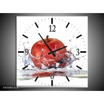 Wandklok Schilderij Appel, Keuken | Rood, Wit,