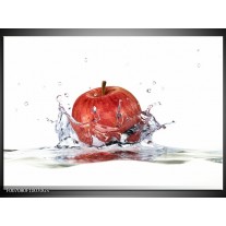 Glas Schilderij Appel, Keuken | Rood, Wit,