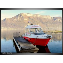 Canvas Schilderij Boot, Bergen | Rood, Grijs, Wit