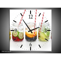 Wandklok Schilderij Keuken, Drinken | Wit, Rood, Groen