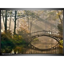 Canvas Schilderij Brug, Natuur | Grijs, Groen, Bruin