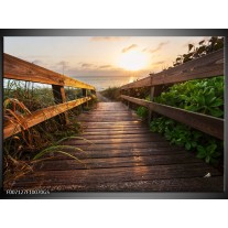 Glas Schilderij Natuur, Brug | Bruin, Groen