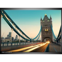 Canvas Schilderij Brug, Steden | Grijs, Blauw, Geel