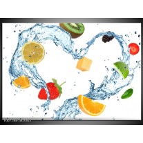 Glas Schilderij Fruit, Keuken | Wit, Geel, Blauw