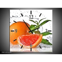 Wandklok Schilderij Fruit, Keuken | Oranje, Wit, Groen