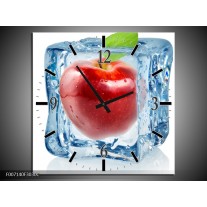 Wandklok Schilderij Appel, Keuken | Rood, Blauw, Wit