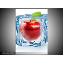 Glas Schilderij Appel, Keuken | Rood, Blauw, Wit