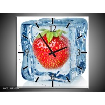 Wandklok Schilderij Fruit, Keuken | Rood, Blauw, Wit