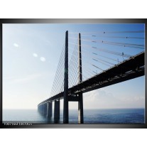 Glas Schilderij Brug, Natuur | Grijs, Blauw, Zwart