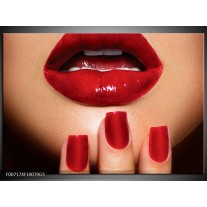 Glas Schilderij Vrouw, Lippen | Rood, Bruin