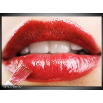 Glas Schilderij Vrouw, Lippen | Rood, Crème
