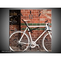 Wandklok Schilderij Fiets | Bruin, Wit