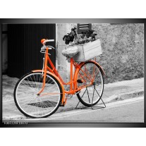 Canvas Schilderij Fiets | Grijs, Oranje, Zwart