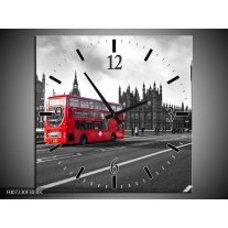 Wandklok Schilderij England, London | Zwart, Wit, Rood