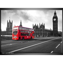 Glas Schilderij Engeland, London | Zwart, Wit, Rood