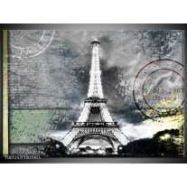 Glas Schilderij Parijs, Eiffeltoren | Grijs, Crème, Groen