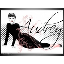 Canvas Schilderij Audrey, Popart | Zwart, Wit, Rood