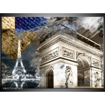 Glas Schilderij Frankrijk, Parijs | Grijs, Crème , Geel