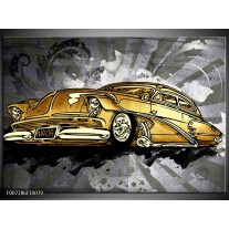 Canvas Schilderij Oldtimer, Auto | Grijs, Geel, Goud