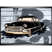 Canvas Schilderij Oldtimer, Auto | Grijs, Zwart, Geel