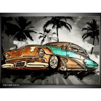 Canvas Schilderij Oldtimer, Auto | Zwart, Wit, Oranje