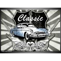 Canvas Schilderij Oldtimer, Auto | Grijs, Blauw