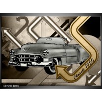 Canvas Schilderij Oldtimer, Auto | Grijs, Goud