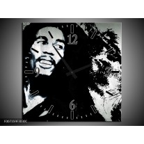 Wandklok Schilderij Bob Marley | Zwart, Wit