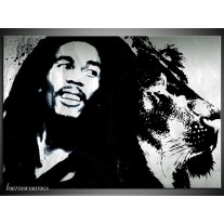 Glas Schilderij Bob Marley | Zwart, Wit