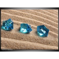 Glas Schilderij Zand, Stenen | Turquoise