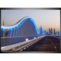 Glas Schilderij Brug | Blauw, Grijs