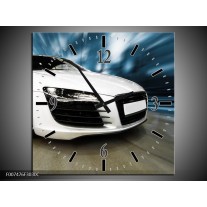 Wandklok Schilderij Audi, Auto | Wit, Blauw