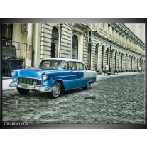 Canvas Schilderij Oldtimer, Auto | Blauw, Groen, Grijs