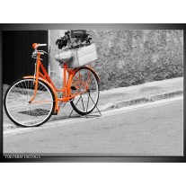 Glas Schilderij Fiets | Oranje, Zwart, Wit