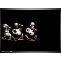 Glas Schilderij Boeddha, Beeld | Zwart, Grijs