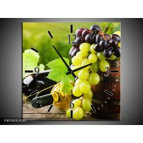 Wandklok Schilderij Keuken, Druiven | Groen, Bruin