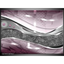 Glas Schilderij Modern, Design | Grijs, Paars, Roze