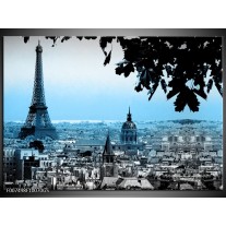 Glas Schilderij Parijs, Eiffeltoren | Blauw, Grijs