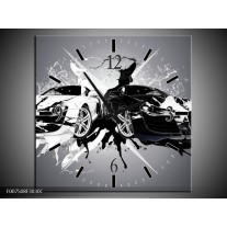 Wandklok Schilderij Audi, Auto | Zwart, Wit, Grijs