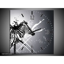 Wandklok Schilderij Modern, Zebra | Zwart, Wit, Grijs