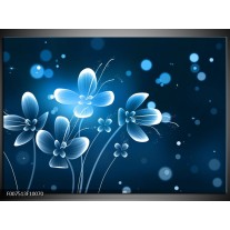 Canvas Schilderij Bloemen, Modern | Blauw, Wit