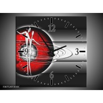 Wandklok Schilderij Abstract, Modern | Zwart, Wit, Rood