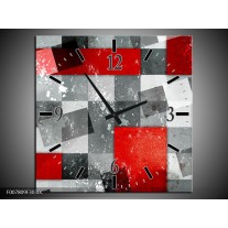 Wandklok Schilderij Design | Grijs, Rood