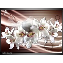 Canvas Schilderij Orchidee, Bloemen | Grijs, Bruin