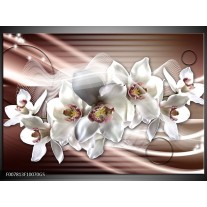 Glas Schilderij Orchidee, Bloemen | Grijs, Bruin