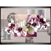 Canvas Schilderij Orchidee, Bloemen | Paars, Grijs