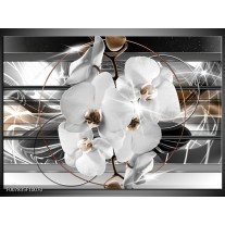 Canvas Schilderij Orchidee, Bloemen | Zilver, Wit