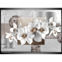 Canvas Schilderij Orchidee, Bloemen | Grijs, Wit